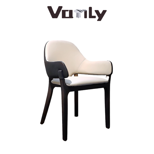 VL-DC25 Microfiber Leather Wood Smoked Color Dining Chair