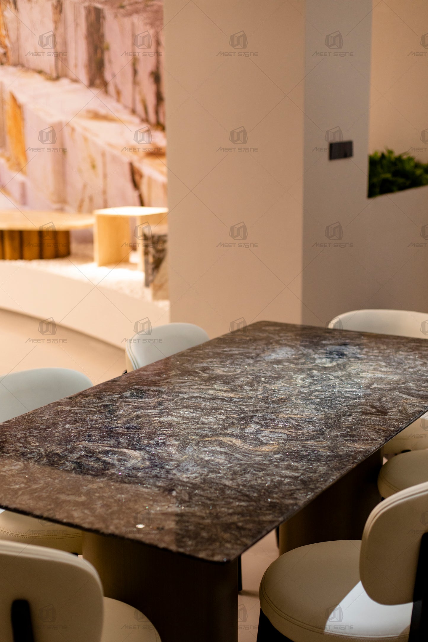 Platinum Diamond Marble Dining Table