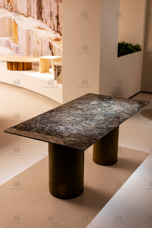 Platinum Diamond Marble Dining Table