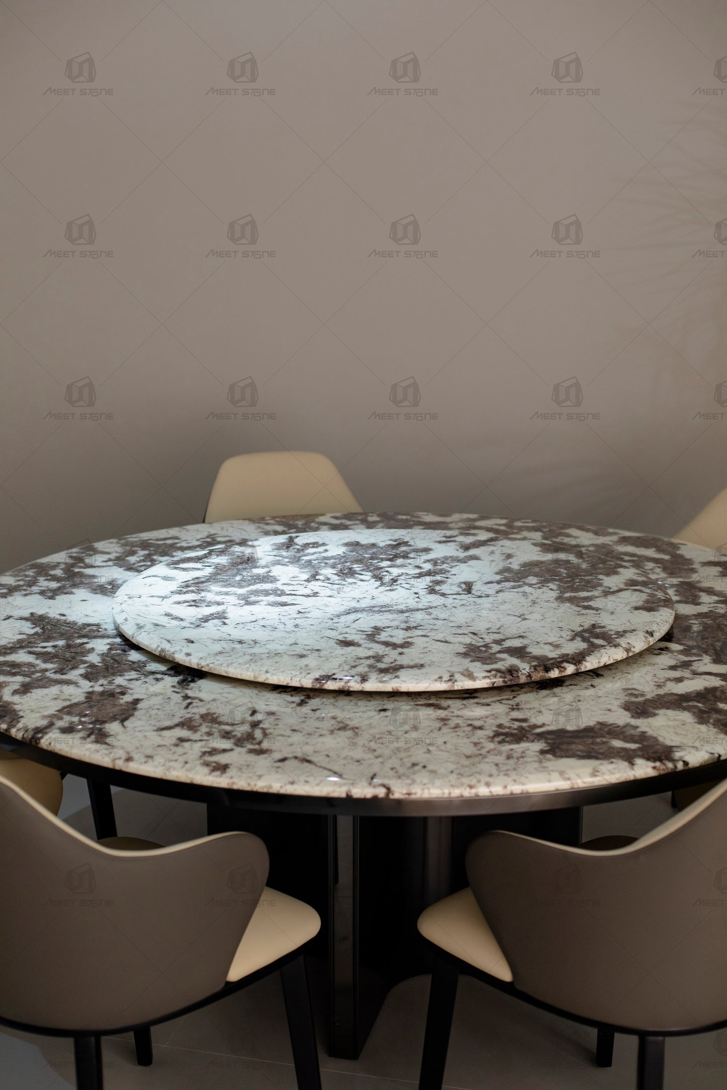 Snow Fox Marble Round Dining Table