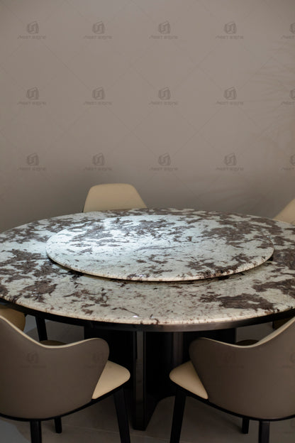 Snow Fox Marble Round Dining Table