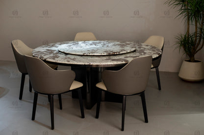 Snow Fox Marble Round Dining Table