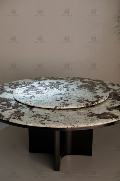 Snow Fox Marble Round Dining Table