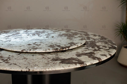 Snow Fox Marble Round Dining Table