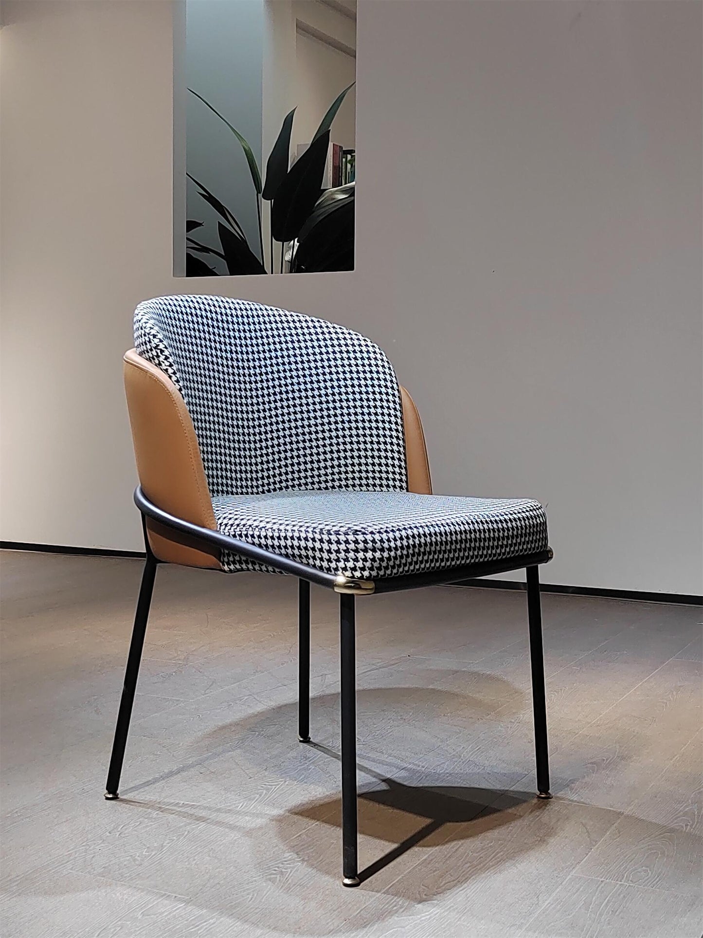 VL-DC27 Houndstooth Cloth Cotton Linen Dining Chair