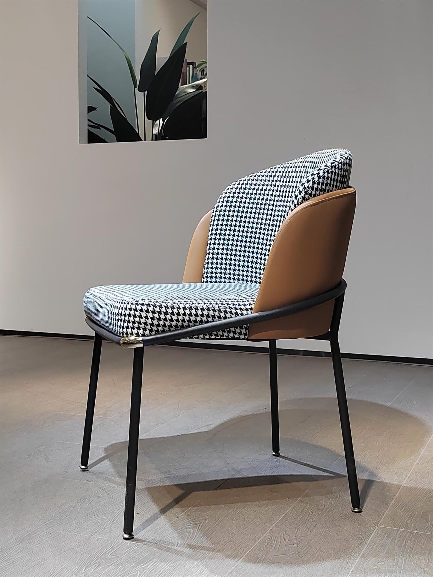 VL-DC27 Houndstooth Cloth Cotton Linen Dining Chair