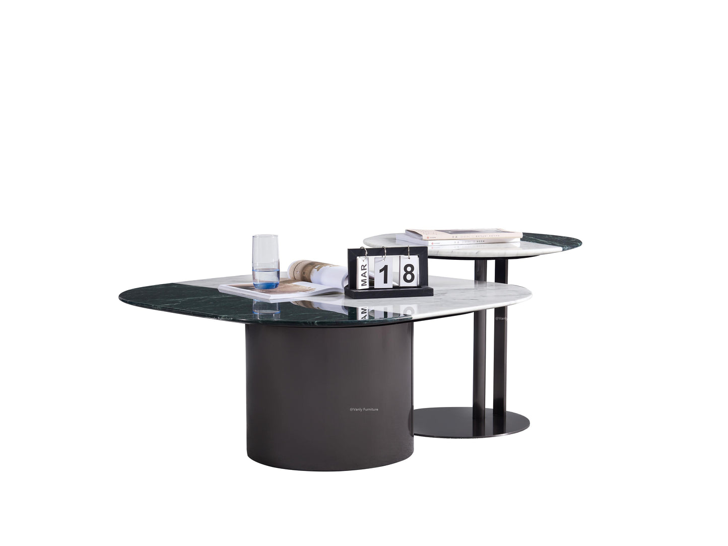 Simple two-color mosaic marble combination coffee table