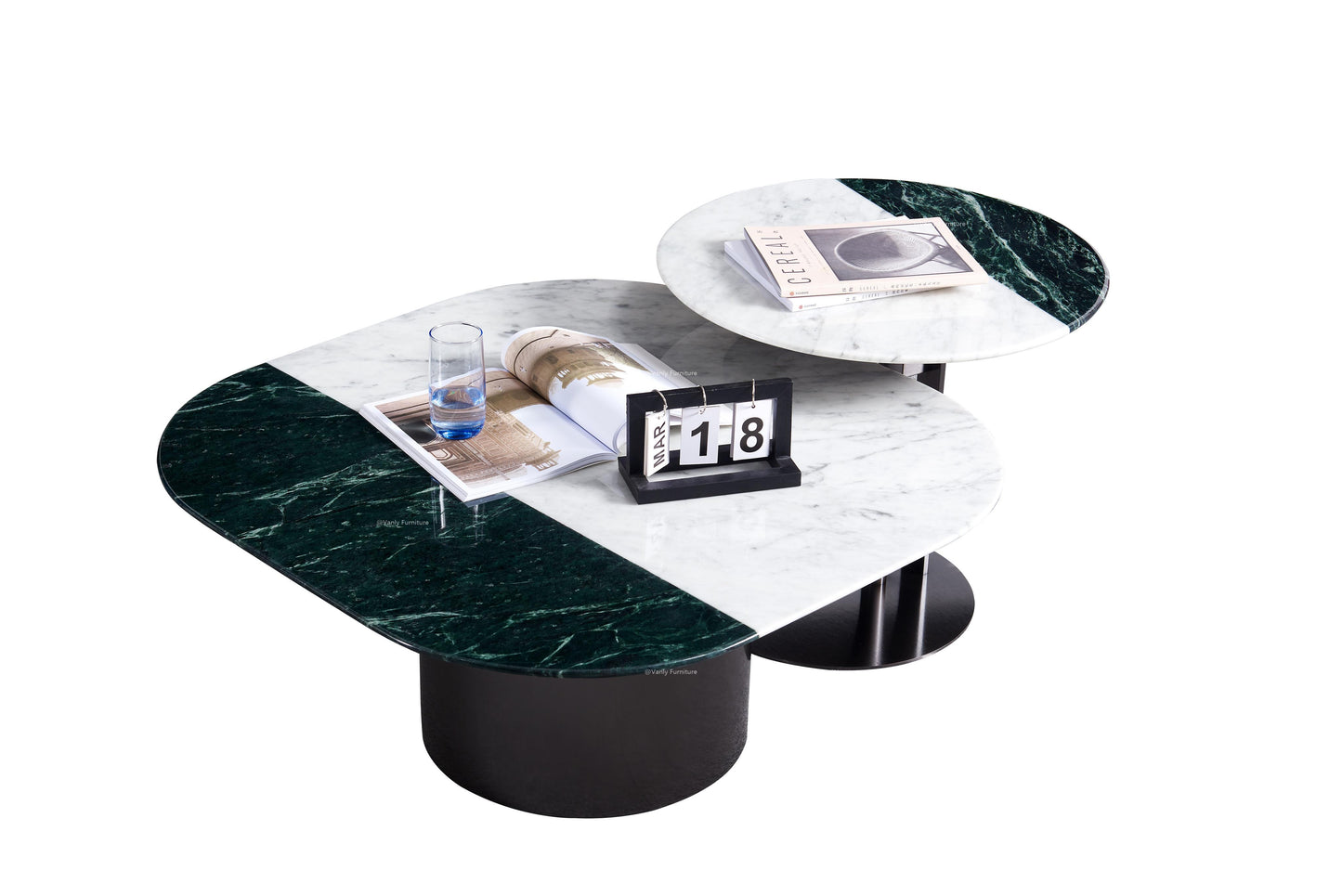 Simple two-color mosaic marble combination coffee table