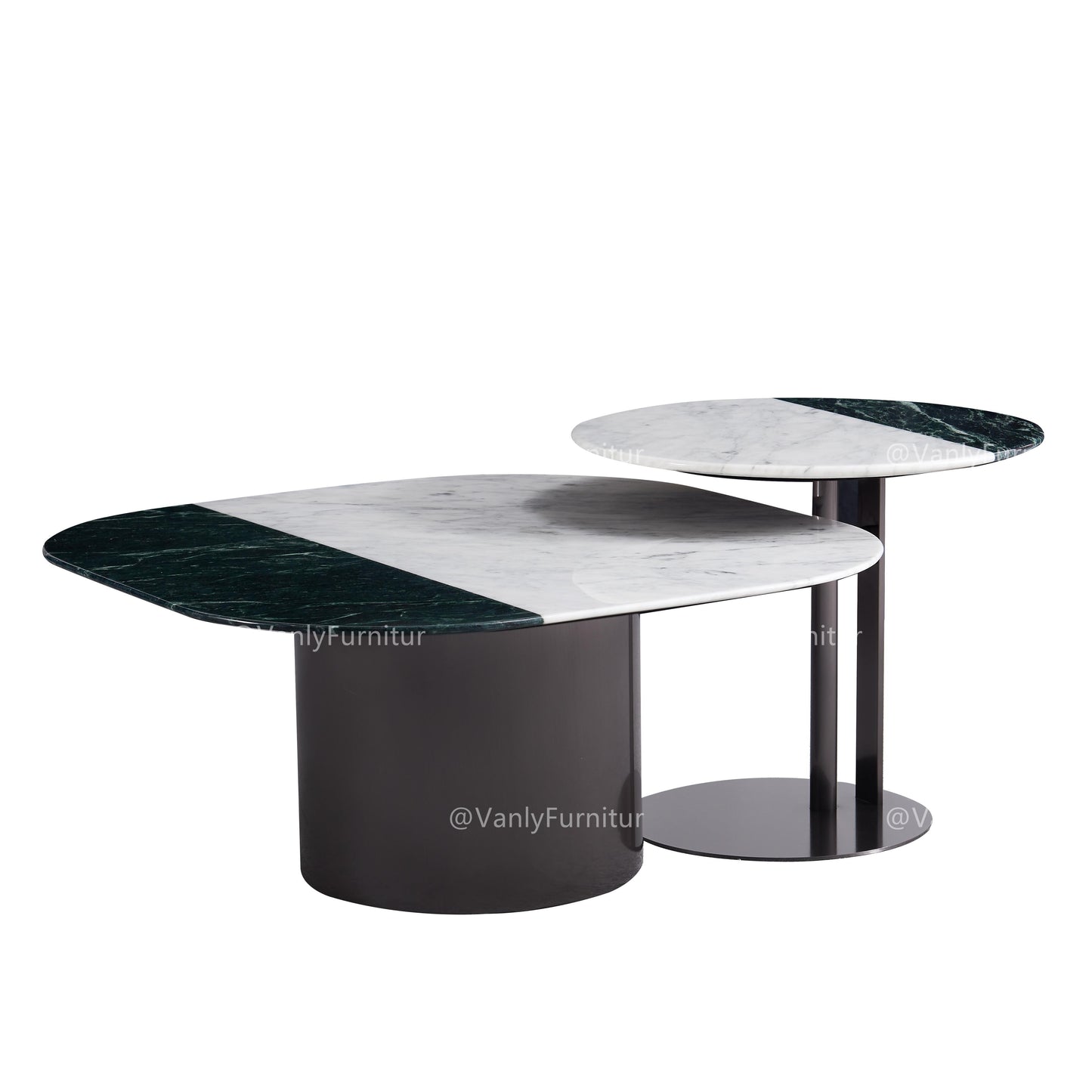 Simple two-color mosaic marble combination coffee table