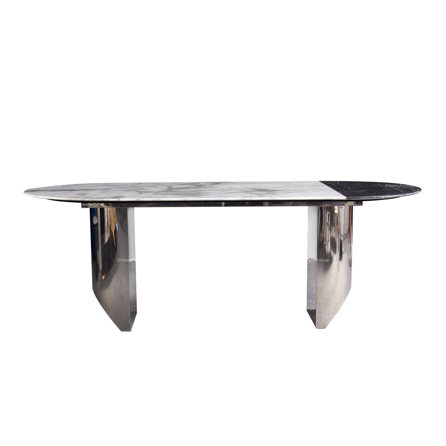 Black and white mosaic marble floating table - VanlyFurnitre