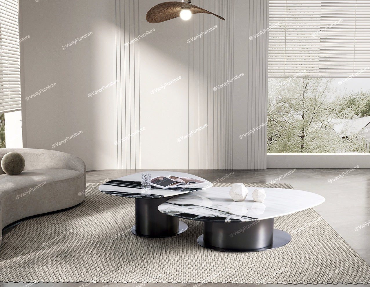 Irregular marble combination coffee table - VanlyFurnitre