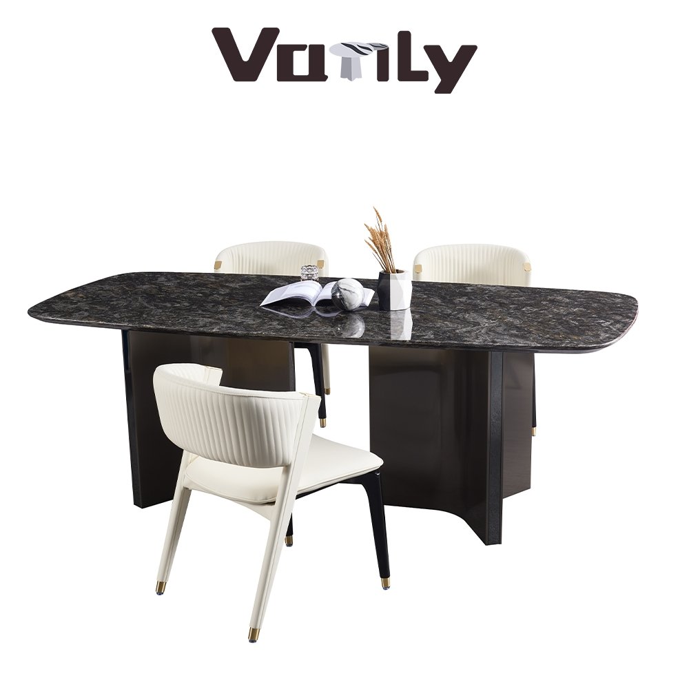 Italian light luxury marble long dining table - VanlyFurnitre