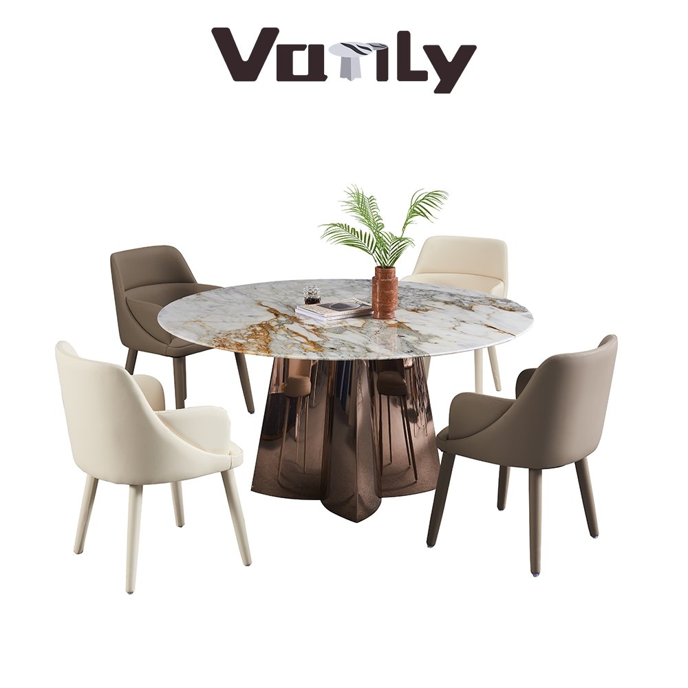 Italian minimalist marble round table - VanlyFurnitre