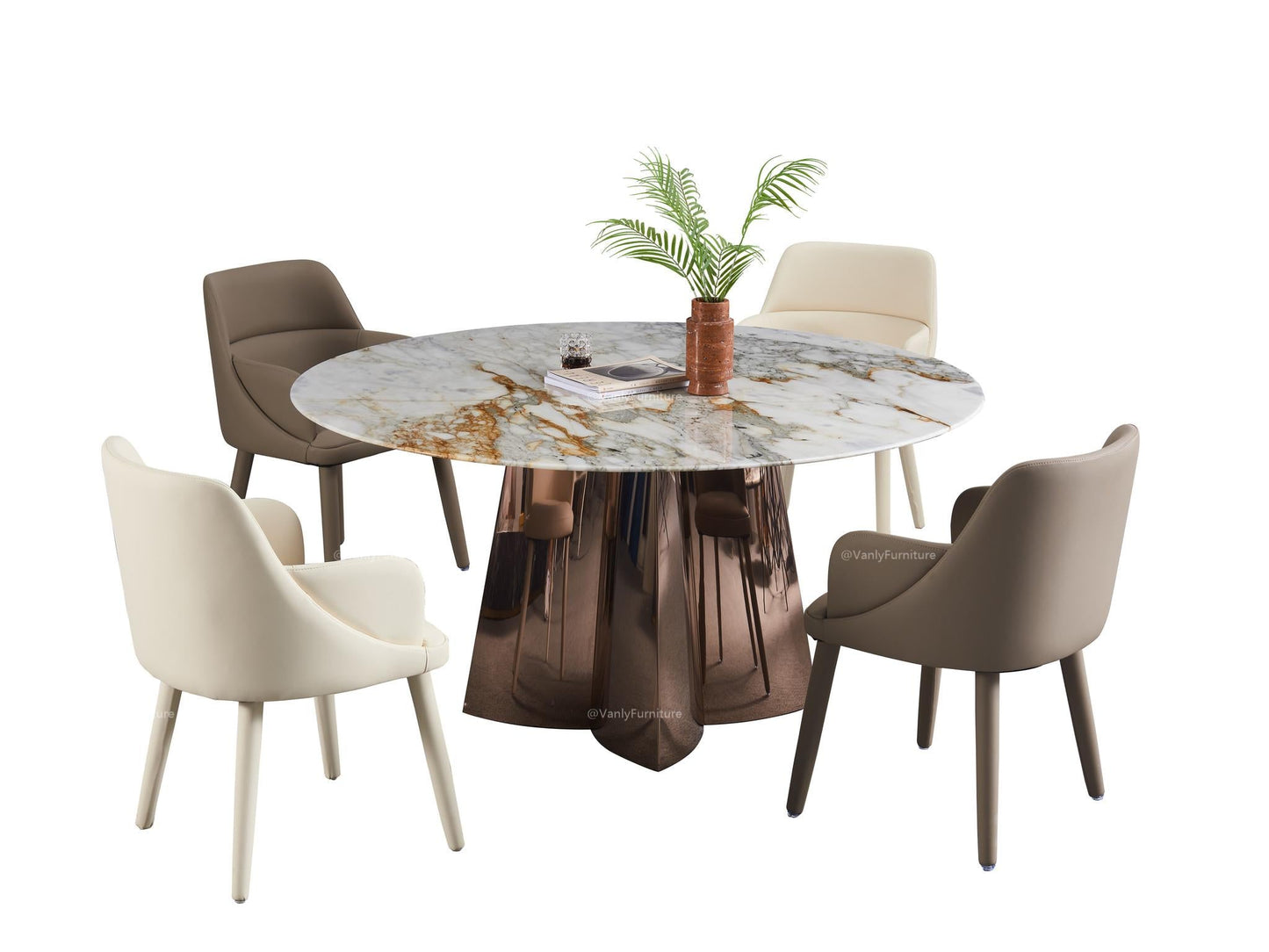 Italian minimalist marble round table - VanlyFurnitre