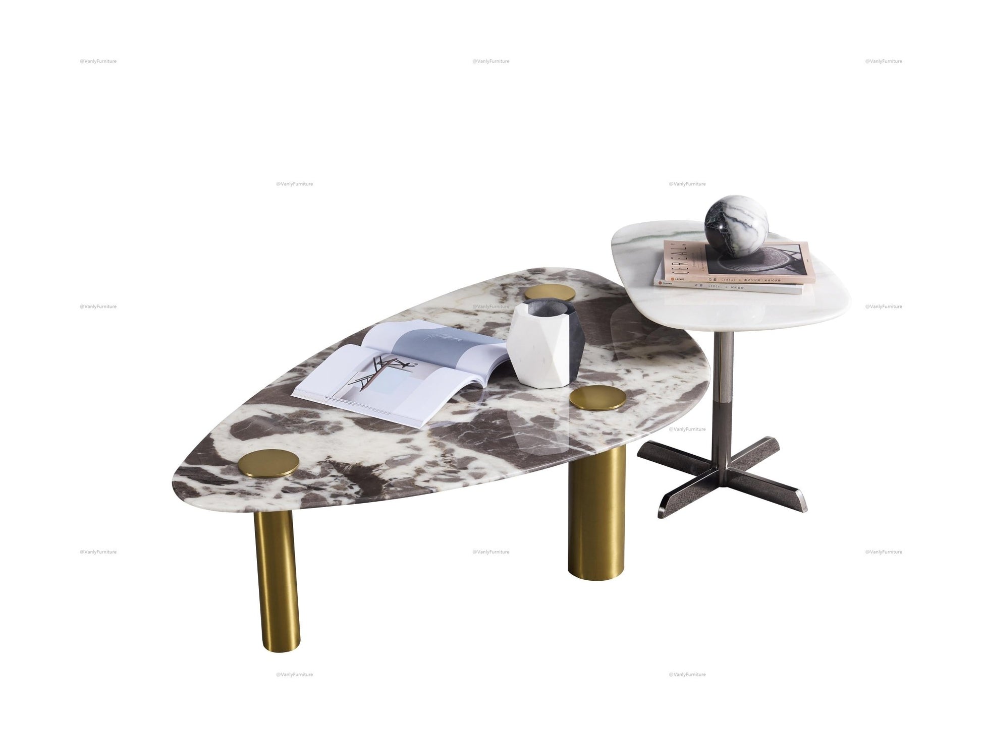 Italian water drop marble combination Tea table - VanlyFurnitre