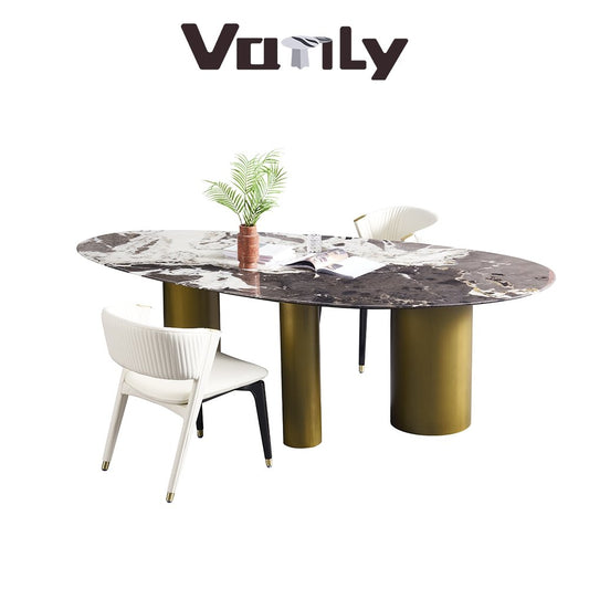 Italian water drop marble dining table - VanlyFurnitre