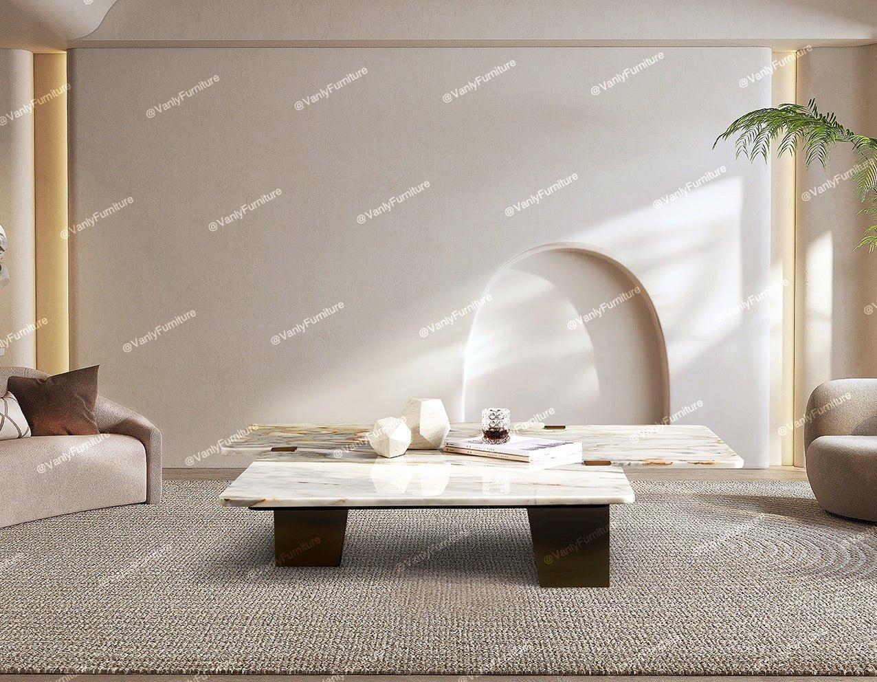 Light luxury marble shaped coffee table - VanlyFurnitre