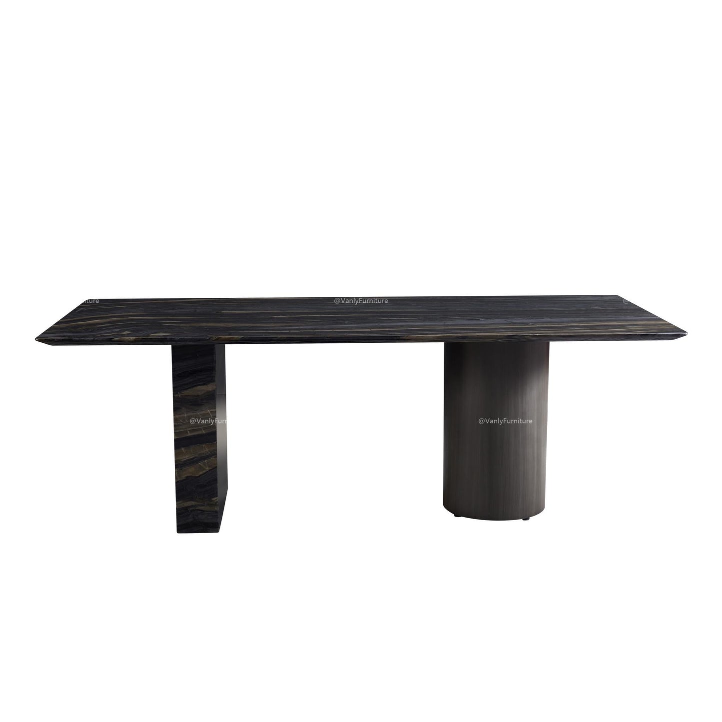 Long marble dining table with Mandarin duck feet - VanlyFurnitre